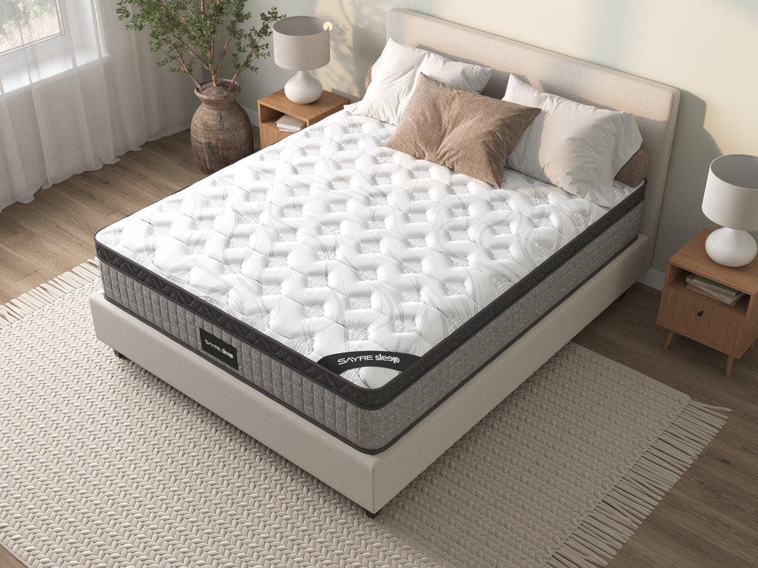 SayreSleep Hybrid Mattress 10” & 12” – Cooling Gel Memory Foam + Coils, Medium-Firm, CertiPUR-US, 100-Night Trial