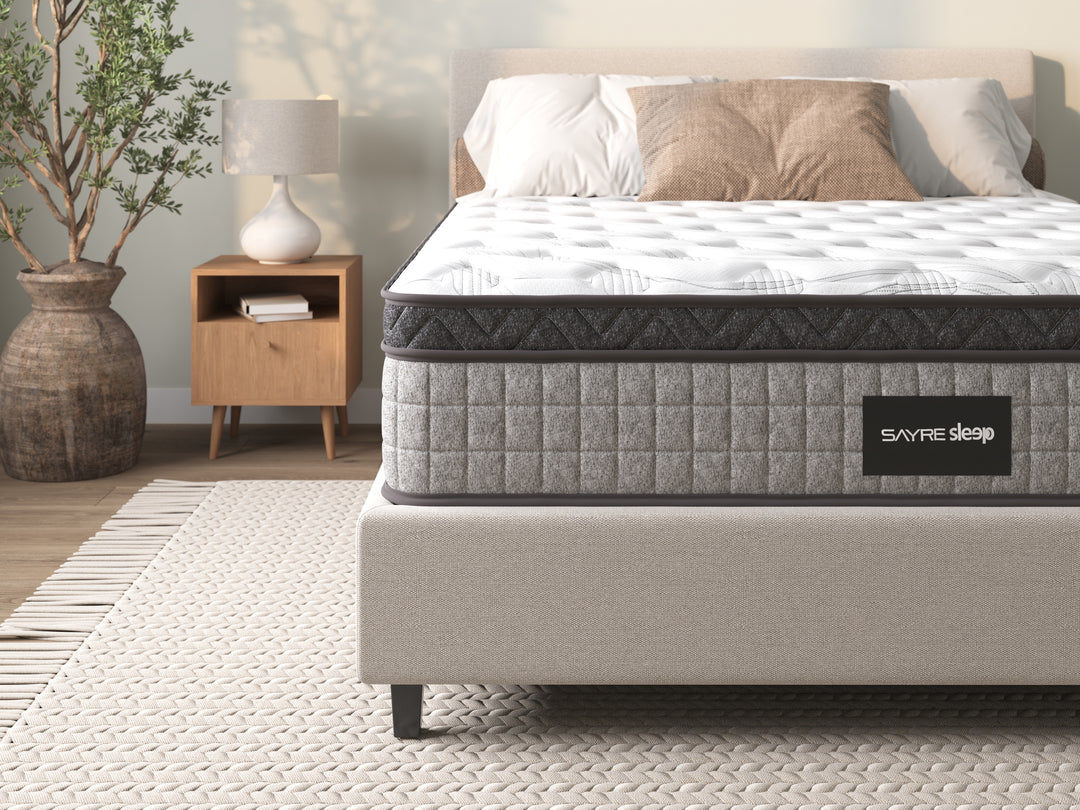 SayreSleep Hybrid Mattress 10” & 12” – Cooling Gel Memory Foam + Coils, Medium-Firm, CertiPUR-US, 100-Night Trial