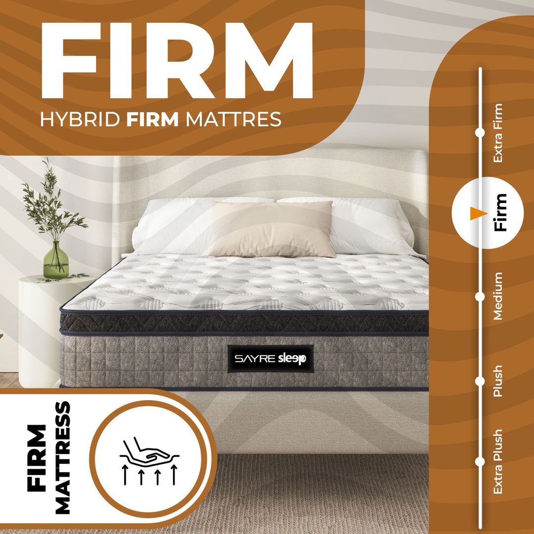 SayreSleep Hybrid Mattress 10” & 12” – Cooling Gel Memory Foam + Coils, Medium-Firm, CertiPUR-US, 100-Night Trial